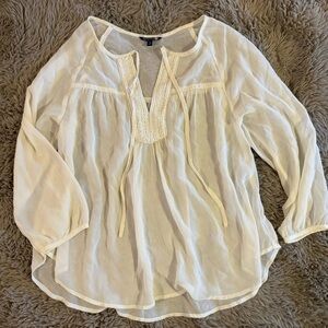 Sperry Sheer Ivory Beaded Top Small